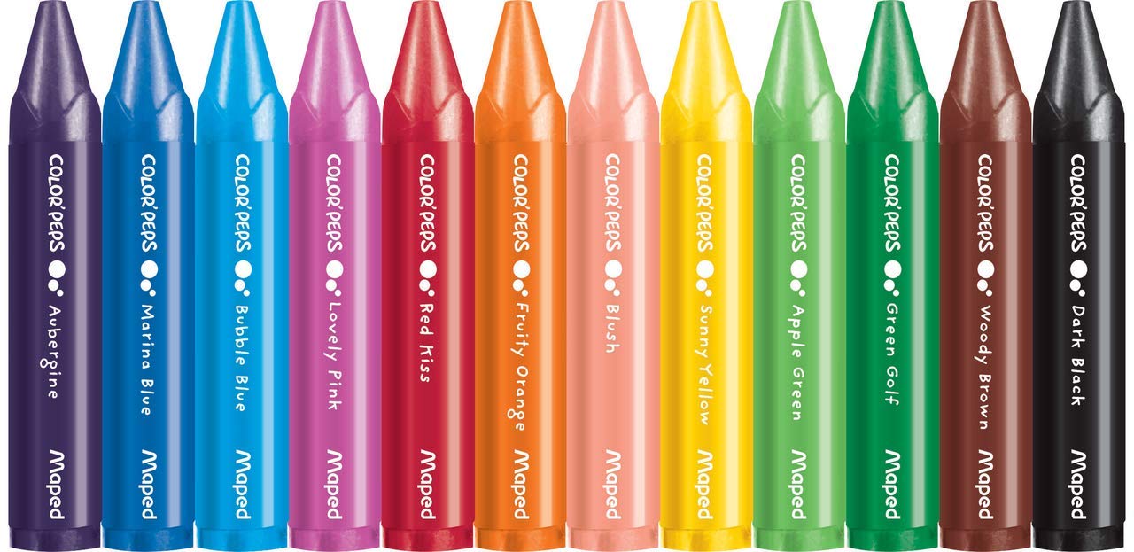 Maped Color Peps Wax Crayons Maxi 12s مابد كولور بيبس أقلام تلوين الشمع ماكسي 12 قطعة Maped Color Peps Wax Crayons Maxi 12s مابد كولور بيبس أقلام تلوين الشمع ماكسي 12 قطعة